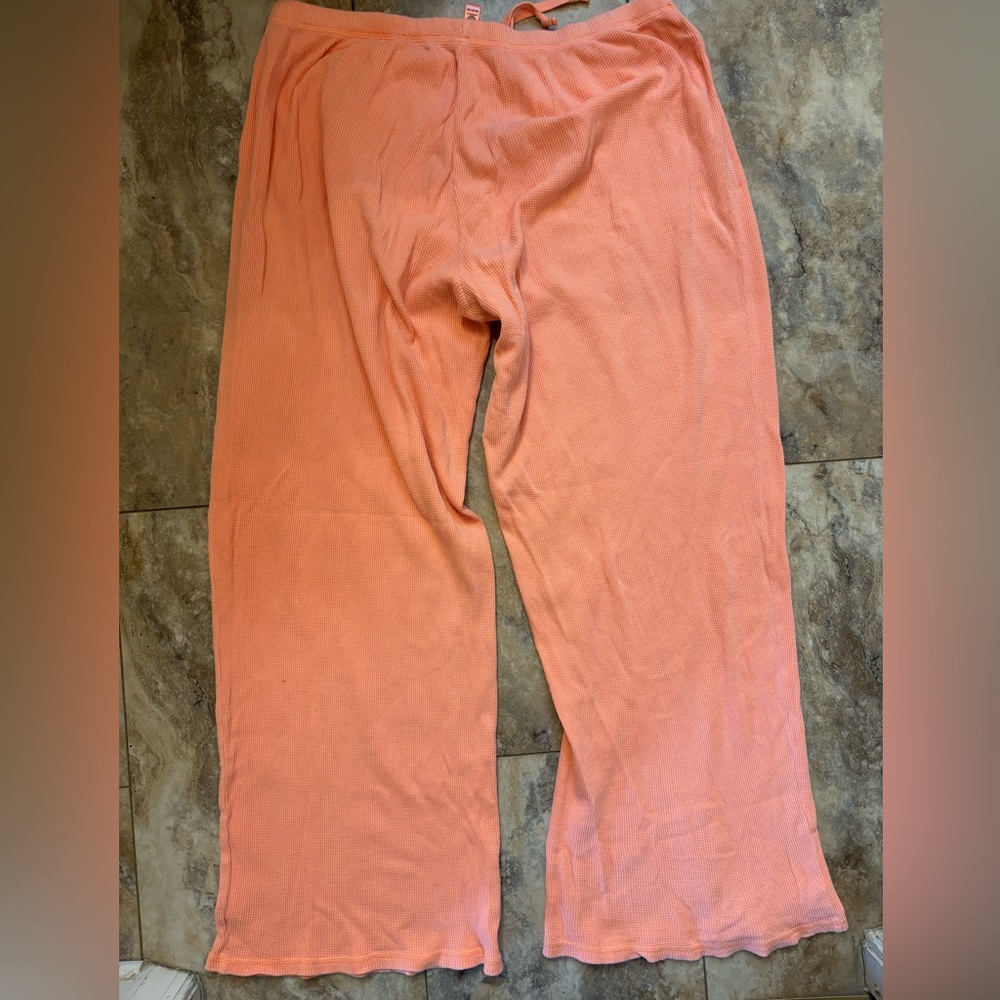 SKIMS Waffle Knit Straight Leg Loose Fit Cotton Pants In Coral Women’s Size 2X - Picture 5 of 7